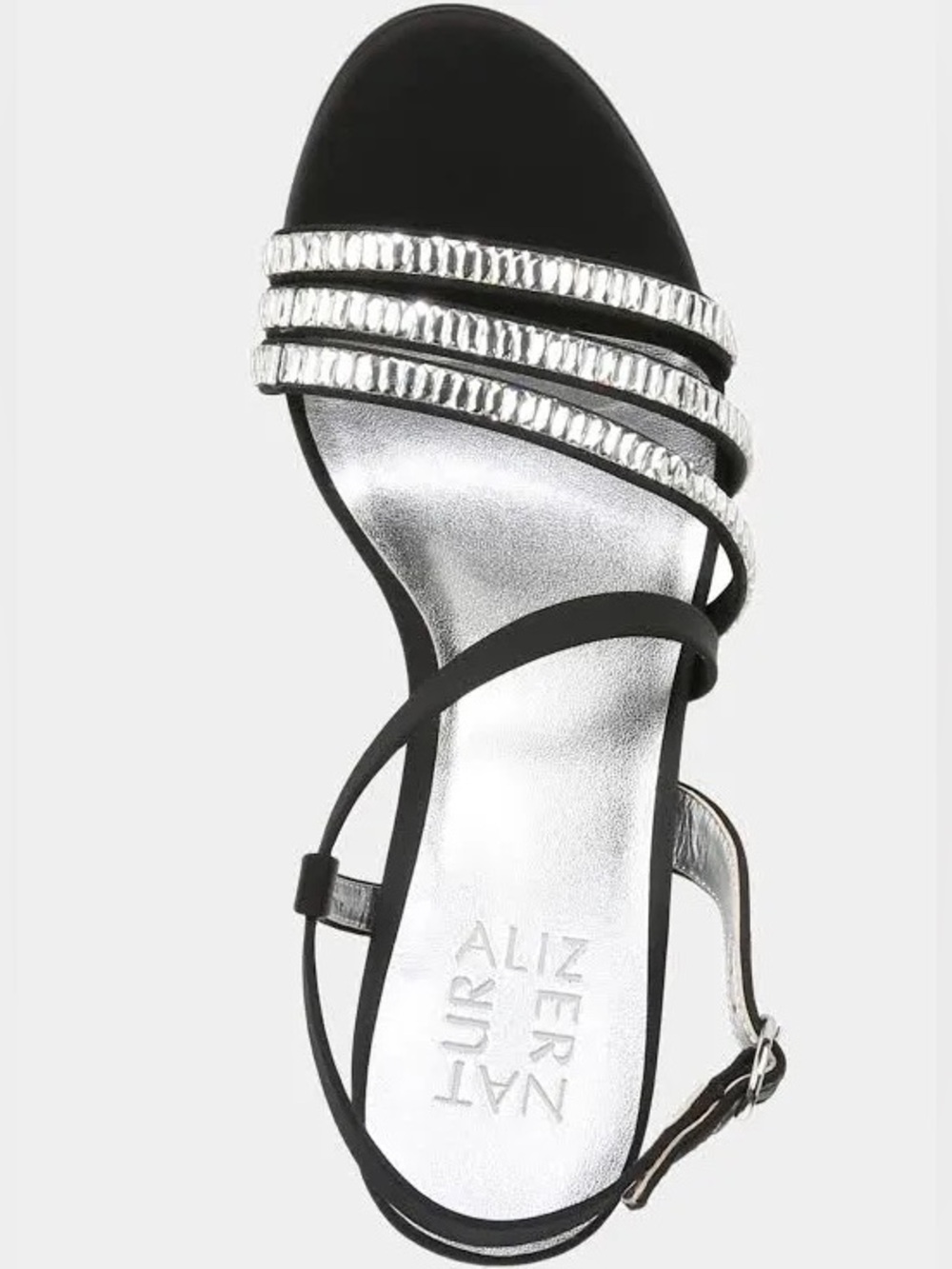Naturalizer Kimberly 2 Rhinestone Strappy Heels | NWT | Black & Silver - Picture 6 of 9